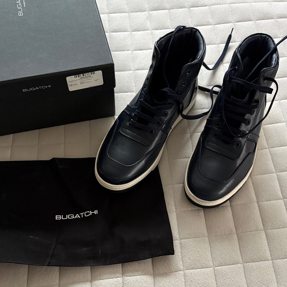 Bugatchi Men's Dark Blue Navy Voltera High-Top Sneakers